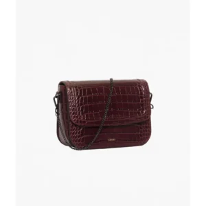 Burgundy Crocodile-Embossed Crossbody Bag — IT Blacksmiths (Burgundy vegan leather crossbody with crocodile embossing, polished gold-tone hardware, removable strap.)
