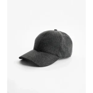 Dark Grey Wool Blend Cap — IT Blacksmiths (Warm dark grey wool blend baseball cap, soft crown, curved brim, metal adjuster.)