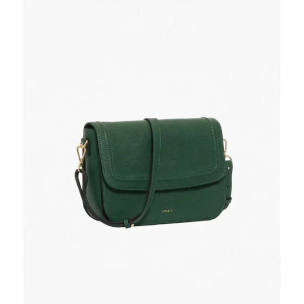 Forest Green Leather Crossbody Bag — IT Blacksmiths (Full-grain forest green leather crossbody with hand-stitched edges and antique brass buckle.)