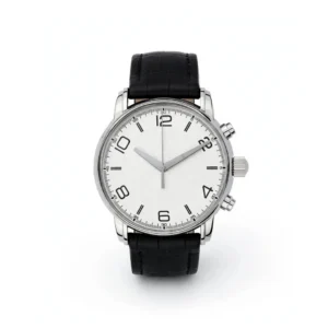 White Dial Minimalist Wristwatch — IT Blacksmiths (Japanese quartz movement in a 40mm brushed steel case, white matte dial, sapphire crystal, Italian leather strap.)