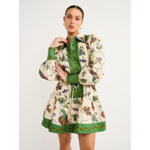 0a38b9c9-8aa9-43fd-b39c-8aa3cc658291 Long Sleeve Printing Lapel Dress