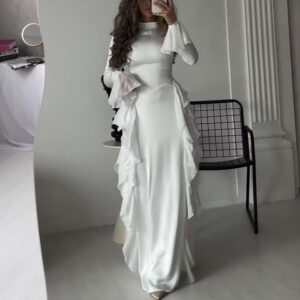 0d9884ef-9270-4b78-83da-9ea0c76f3189 Women's Round-neck Flared Sleeves Temperament High Waist Slimming Patchwork Dress