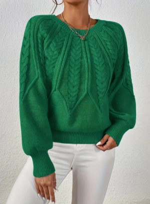Pullover Sweater Long Sleeve Round Neck Loose Fit Soft Machine
