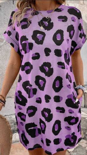 15bc44f6-066d-49f9-8785-c48f7daa8058 Women's Leopard Print Batwing Sleeve Holiday Beach Casual Dress