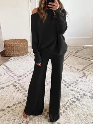 1619166642085 Women's Casual Solid Color One Shoulder Ladies Knit Suit