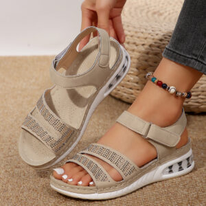 16d9fd30-7205-442d-938c-71450567b71d Summer Rhinestone Wedges Sandals Casual Sports Air Cushion Bottom Beach Shoes For Women Roman Sandals