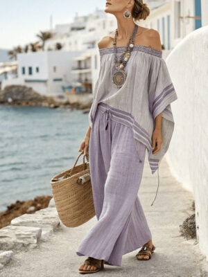 1709ecce-9f83-4b03-bb99-d3b52936b3f8 Resort-style Fashion Casual Top And Wide-leg Pants Set