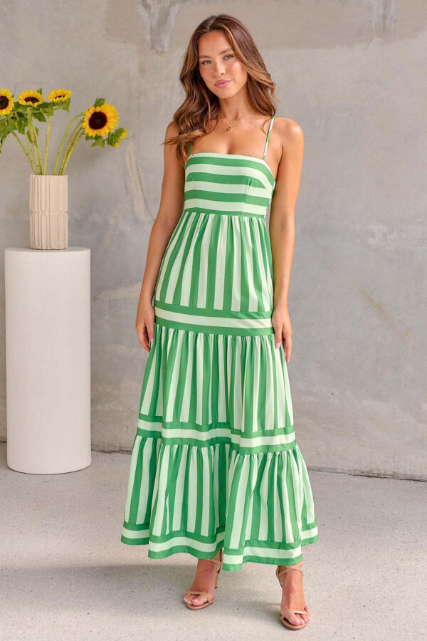 1e8c04e2-031a-4e81-a403-a59a65d9d1e0 Summer Striped Printed Suspender Long Dress With Pockets Fashion Square Neck Backless Dresses For Beach Vacation Women Clothing
