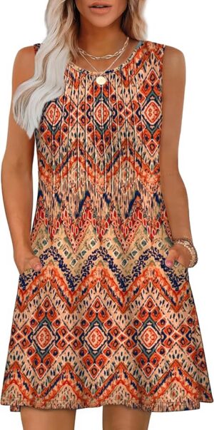 2625973c-a92a-41c2-8497-e41921cae388 Loose Beach Vacation Casual Round Neck Sleeveless Vest Dress