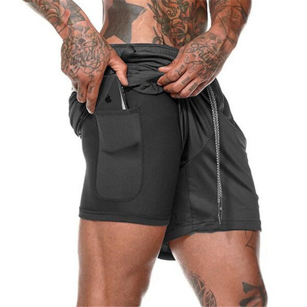 26be99d7-519d-4ace-9c27-8297f55d406f Double-layer Quick Dry Breathable Men's Shorts Exercise Training Running Straight Tube Flat Nickel Shorts