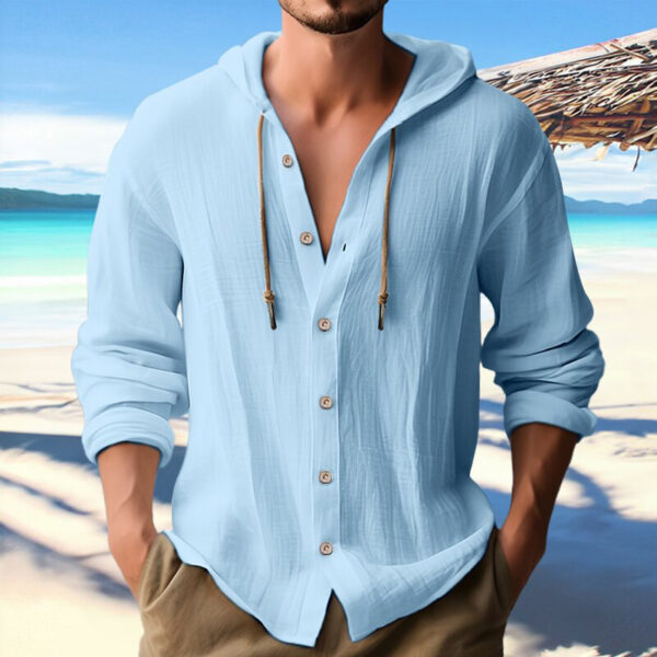 27a761a6-cbda-45ff-be64-9858ca394223.jpg Cotton And Linen Shirt Hooded Sweater Button Long Sleeve