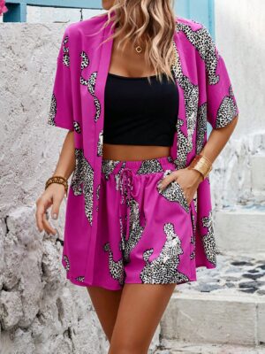 293067b7-61f8-470f-af17-db98b661ac05 Random Print Drop Shoulder Shirt And Shorts Set With Slanted Pockets