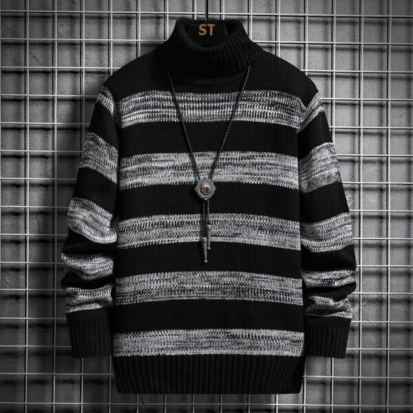 33f63511-06f8-4c46-a4ac-438114c8e2e5.jpg High-neck Men's Autumn And Winter Long-sleeved Trendy Slim Striped Sweater