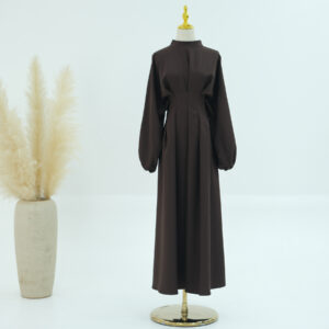 362ddfbb-9c0a-4195-b0aa-41104a64ad99 Middle East Turkey Dubai Solid Color Drawstring Sleeve Dress