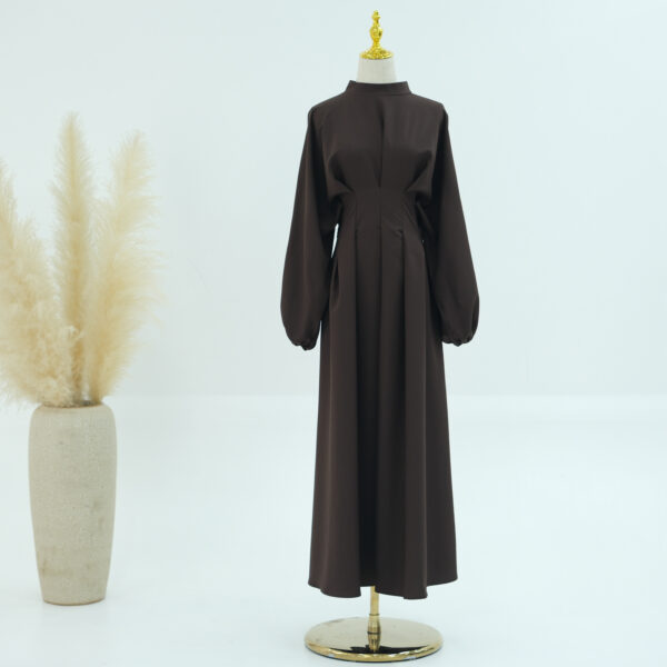Middle East Turkey Dubai Solid Color Drawstring Sleeve Dress