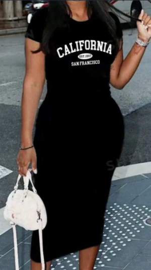 38df6584-78bc-4826-a9d2-6e4abc345a1f Casual MILANO Pattern Short Sleeve Crew Neck Bodycon Mid-Length Dress For Women, Summer