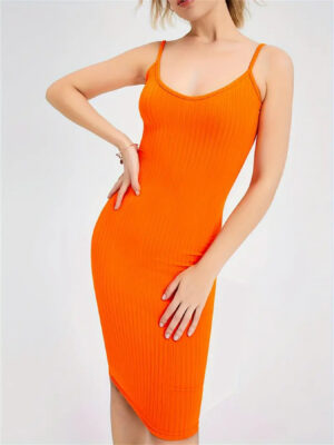 3a03acc8-38d5-46ed-b7d9-99d04eb8042e Solid Crew Neck Cami Dress, Versatile Sleeveless Slim Dress For Spring & Summer, Women's Clothing