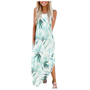 3e0b8ad6-4af9-4ddf-bf30-9beeef5e1d87 Printed Irregular Hem Sleeveless Sleeve Length Dress