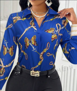 40d6b256-ed8a-48e7-9ec9-33ffb2381bdf Women's Casual Butterfly Print Long Sleeve Shirt, Assorted Prints