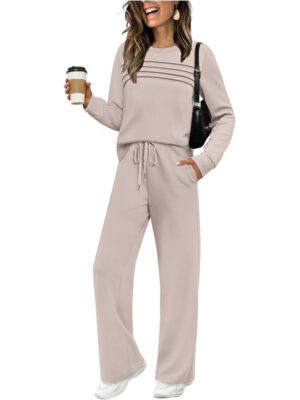 413f86f3-abe9-4eb9-a547-cf10d64846c3 Women's Casual Elastic Waist Trousers Wide-leg Pants