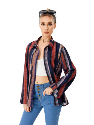 PixCake Women's Casual Loose Striped Shirt