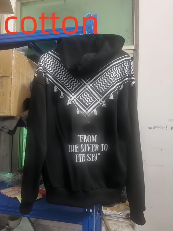 Solid-color Digital Letter-embossed Print Hooded Sweatshirt With Pockets