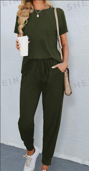 50a92fa0-1ca0-4213-be03-36cbebebca51 Solid Round Neck Tee & Pants Set