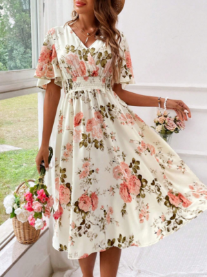 56aa34b6-035b-46f8-80a9-04fe511f7169 Women's Floral Print Cinching Waist Dress