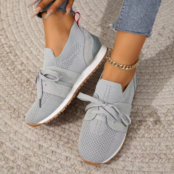 5a6e77ca-8f64-4533-8945-c74e558f5f3f New Lace Up Mesh Flats Shoes For Women Breathable Casual Breathable Walking Wedges Shoes