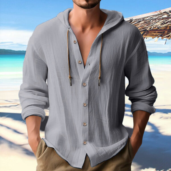 5eba96cc-c981-41aa-9d58-95cd017b84bf.jpg Cotton And Linen Shirt Hooded Sweater Button Long Sleeve