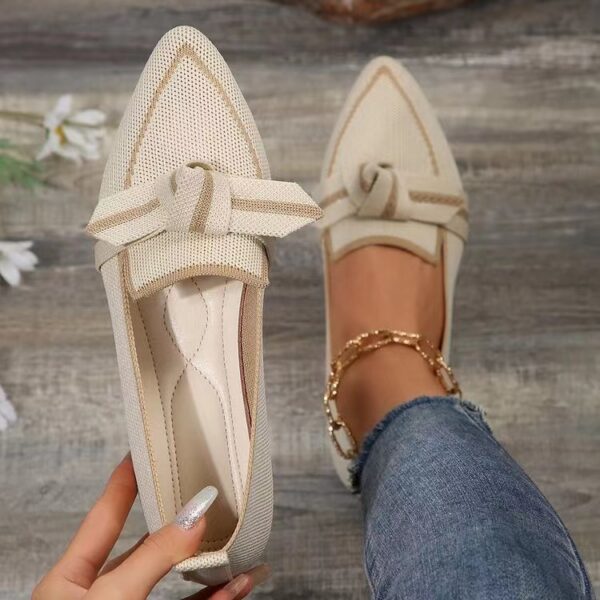 639878e1-3b06-4b95-a3b1-15e97281f99a Fashion Pointed Toe Bow Flat Shoes For Women Lying Woven Slip-on Breathable Shoes Summer