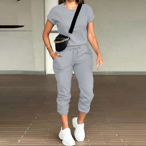 Fashion Women's Wear Round Neck Top Pocket Suit