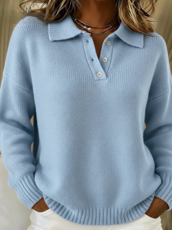 Button Sweater Women's Loose Soft Lapel Long Sleeve Tops Casual Knitwear Top For Daily Clothing