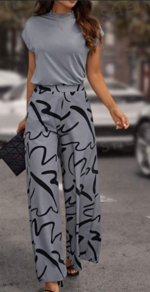 6d504574-b8c5-4d0d-b3ef-0dbff68e0b21 Clasi Batwing Sleeve Tee & Allover Print Wide Leg Pants