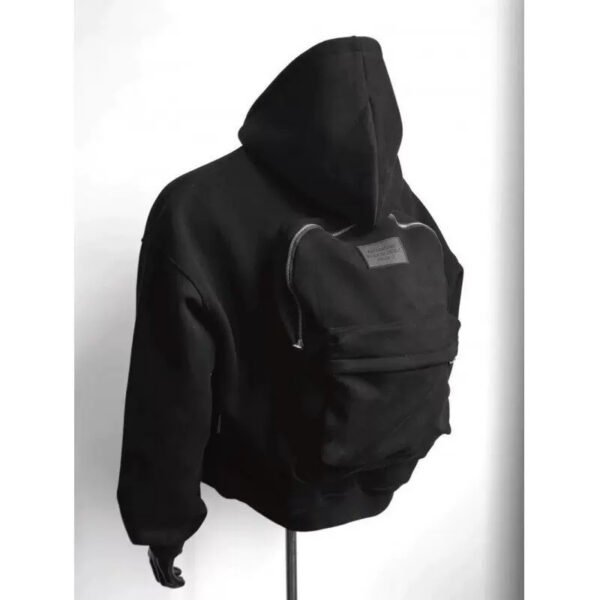 Back Schoolbag Design Men's Coat Flower Gray