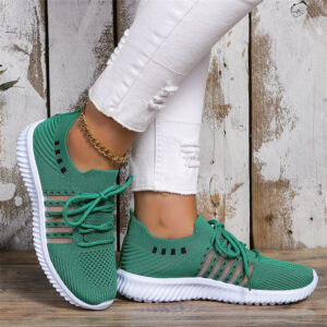 7284e702-510b-45fe-97a1-3ed01e8a9832 Casual Lace-up Mesh Sneakers Breathable Flying Woven Round Toe Walking Running Sports Shoes