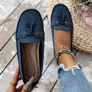 733e913e-a49f-43d9-ab5b-0745cbd4e5da Women's Round Head Loafers Fashion Non-slip Soft Comfortable Flats Shoes