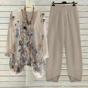 73735292-3953-4788-bc6e-35d3937b9ca4 Women's Clothing Digital Printed Round Neck Fashion Sports And Leisure Suit Two-piece Set