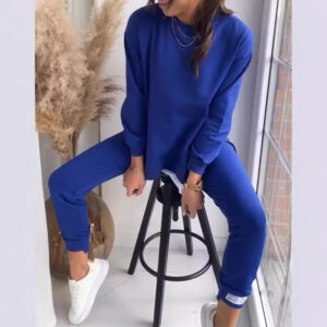 767584f9-b2ce-47cc-94ec-444025d41379 Women's Sports Suit Fashion Slit Design Sweatshirt Top And Slim-fit Trousers Sweatpants Casual Two Piece Set Outfit