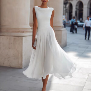 8132bcd1-6dbd-4f1d-90b9-53aeddc3900f Elegant Party Unique Chiffon Boat-Neckline Dress For Women