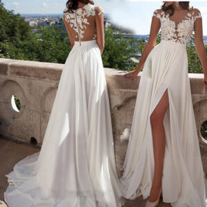 Lace split evening dress