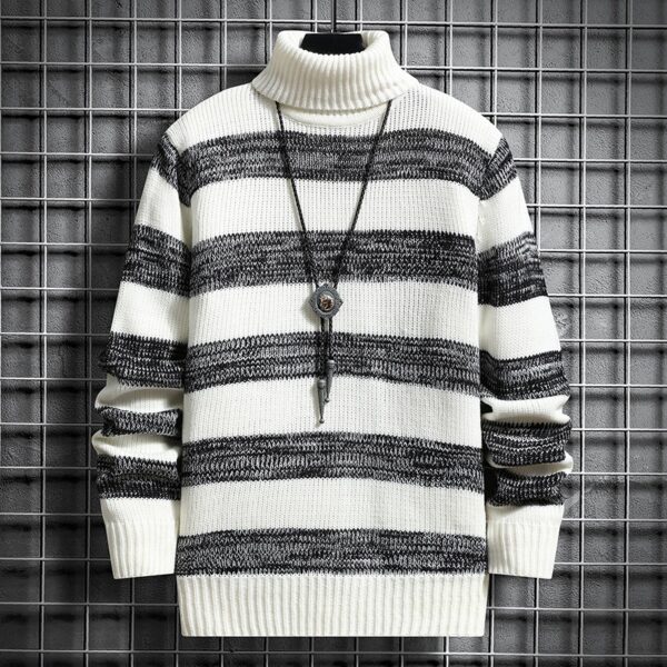 85ddaac7-415e-4cc7-9e7f-4c52627497c9.jpg High-neck Men's Autumn And Winter Long-sleeved Trendy Slim Striped Sweater