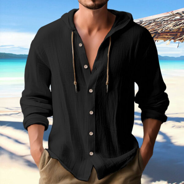 86f67cd7-6a3f-46cf-a315-299ecc2c5d68.jpg Cotton And Linen Shirt Hooded Sweater Button Long Sleeve