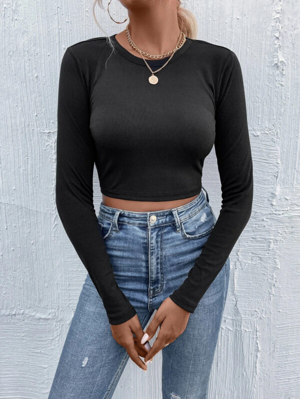 Women's Round Neck Pullover Casual Long Sleeve T-shirt Top