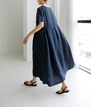 959e6b5d-76e5-4f1b-bb89-2adf142a0a10 Loose Cotton And Linen Pullover Round Neck Dress