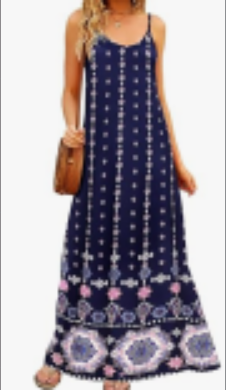 9ea6a68e-717a-487c-af06-4e0ea6005663 Supnier Women's Summer Maxi Dress Casual V-Neck Sleeveless Bohemian Spaghetti Strap Floral Long Maxi Dress