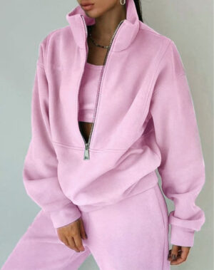 a10ba53a-aabc-41da-b428-d9756c3cbad6 Women's Fashion Fleece Solid Color Sports Casual Suit