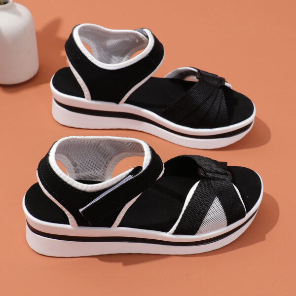 ab213230-fabd-4d85-8ed9-cf3cbe1fb275 Summer Mesh Cross-strap Sandals With Velcro-design Thick Sole Flats Beach Shoes Women