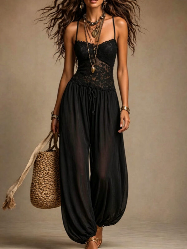 ba69a50e-ae56-48f6-855a-01580143f4a4 Women's Spaghetti Strap Jumpsuit - Casual Loose Fit Wide Leg Romper Comfortable Summer Fashion Outfit