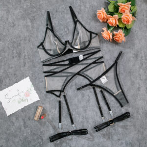 c4ff0774-92fa-4bba-aac3-4038a0081003 Nude Feel Breathable Mesh See-through Underwear Four-piece Set